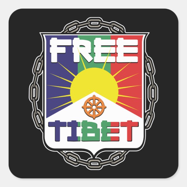 Ketten Freitibet Quadratischer Aufkleber (Vorderseite)
