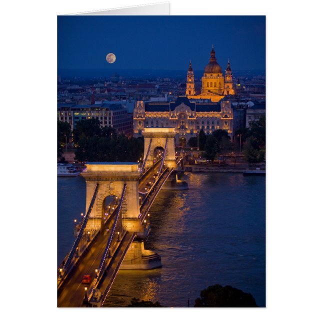 Kettenbrücke und Vollmond bei Nacht (Vorne)