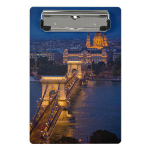 Kettenbrücke und Vollmond bei Nacht Mini Klemmbrett
