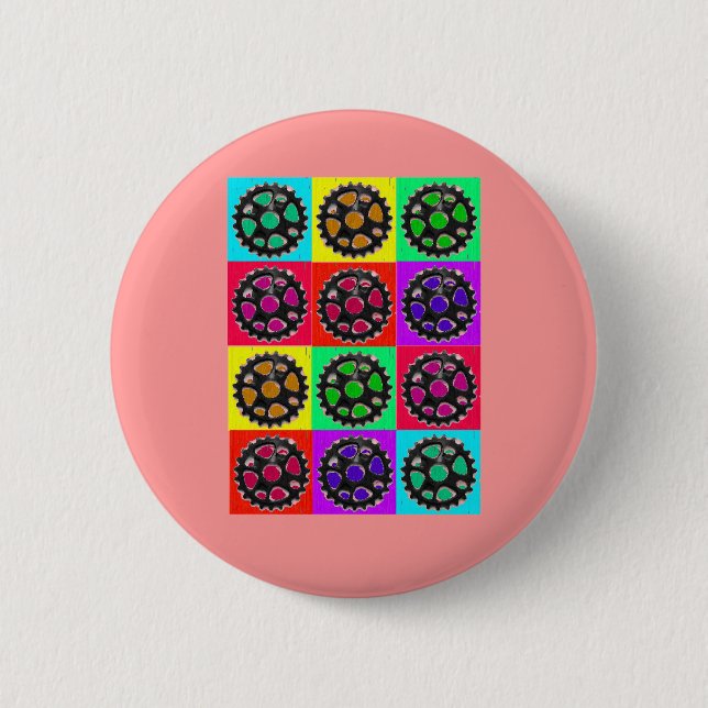 Kettenräder POPART--Radfahrer-radfahrende Button (Vorderseite)