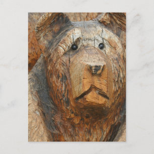 Kettensäge Holz geschnitzter Grizzlybär Postkarte