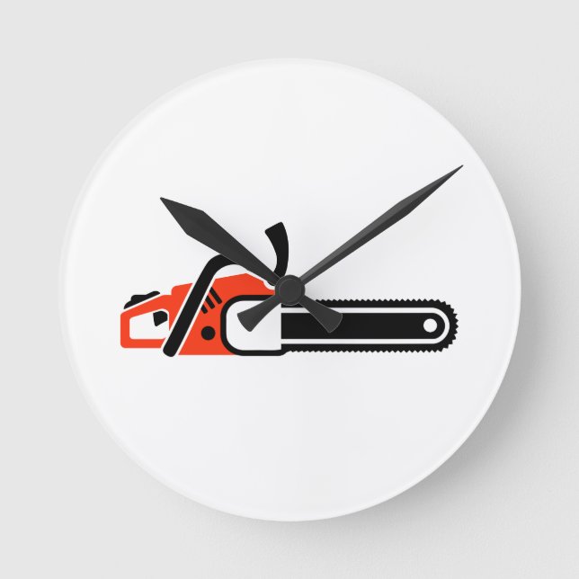 Kettensäge Runde Wanduhr (Vorderseite)