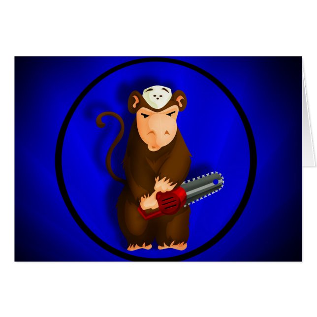 Kettensägen-Affe-Karte (Vorderseite (Horizontal))