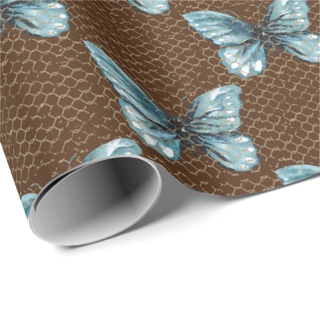 Kettenverbindungszaun auf Schmetterling Geschenkpapier (Rolleneckpunkt)