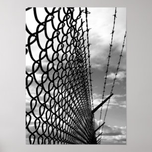Kettenverknüpfungszaun Kunstfotografie in Schwarzw Poster
