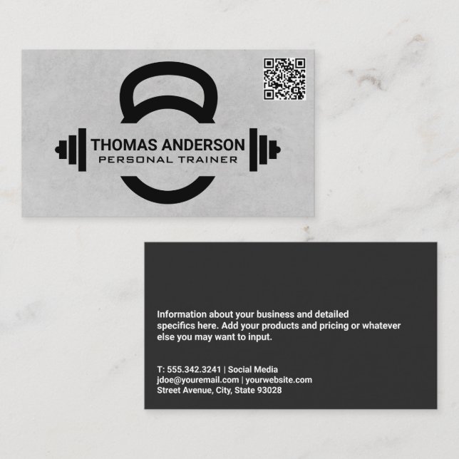 Kettle Bell | Barbell | QR Code Business Card Visitenkarte (Vorne/Hinten)