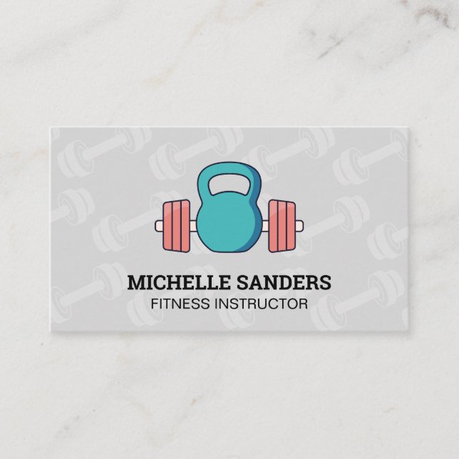 Kettle Bell | Dumbell Pattern Business Card Visitenkarte (Vorderseite)