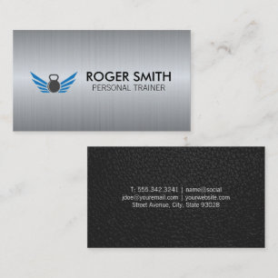 Kettle Bell   Metal Background Business Card Visitenkarte