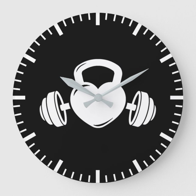 Kettlebell Barbell Liebe - Gym Workout Motivierend Große Wanduhr (Vorderseite)