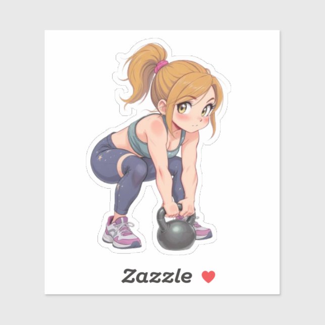 Kettlebell Girl Aufkleber (Blatt)