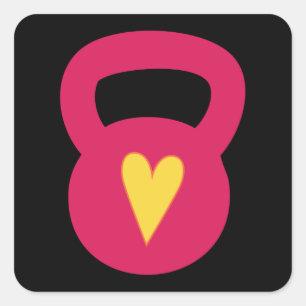 Kettlebell mit Herz Quadratischer Aufkleber