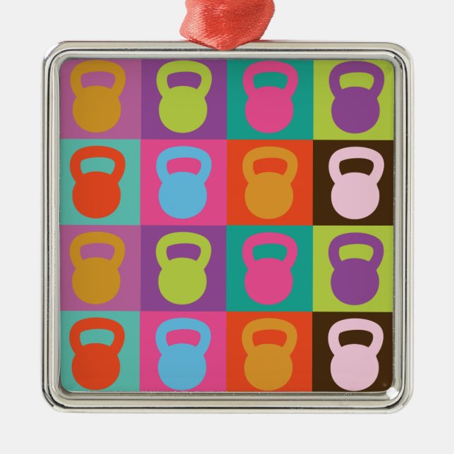 Kettlebell Muster Ornament Aus Metall (Vorne)