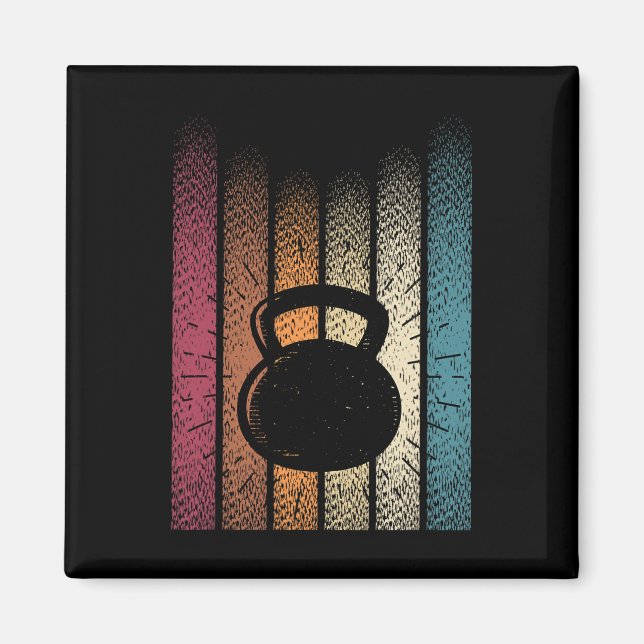 Kettlebell Retro Workout PowerHeader Bodybuilder Magnet (Vorne)