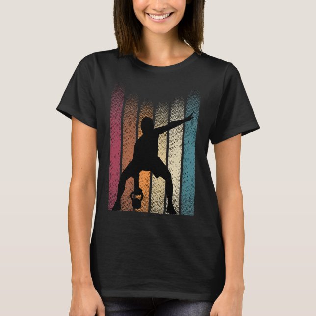 Kettlebell Retro Workout PowerHeader Bodybuilder T-Shirt (Vorderseite)