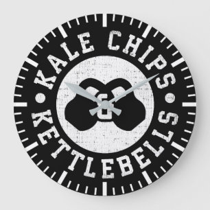 Kettlebells und Kale Chips - Funny Novelout Workou Große Wanduhr