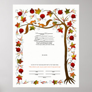 Ketubah mit Baum des Lebens im Herbst 170926 Poster