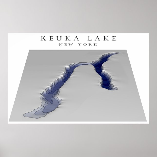 Keuka Lake 3D Karte Poster (Vorne)
