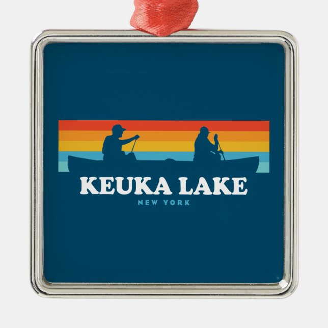 Keuka Lake New York Canoe Ornament Aus Metall (Vorne)