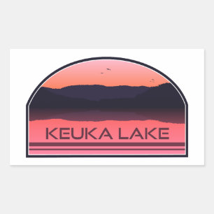 Keuka Lake New York Red Sunrise Rechteckiger Aufkleber