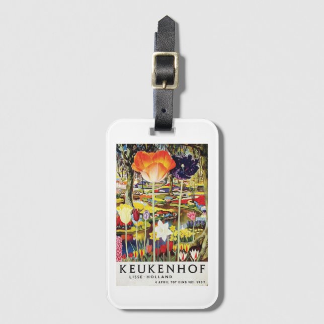 Keukenhof Gardens Holland Tulips Vintage Poster Gepäckanhänger (Vorderseite Vertikal)