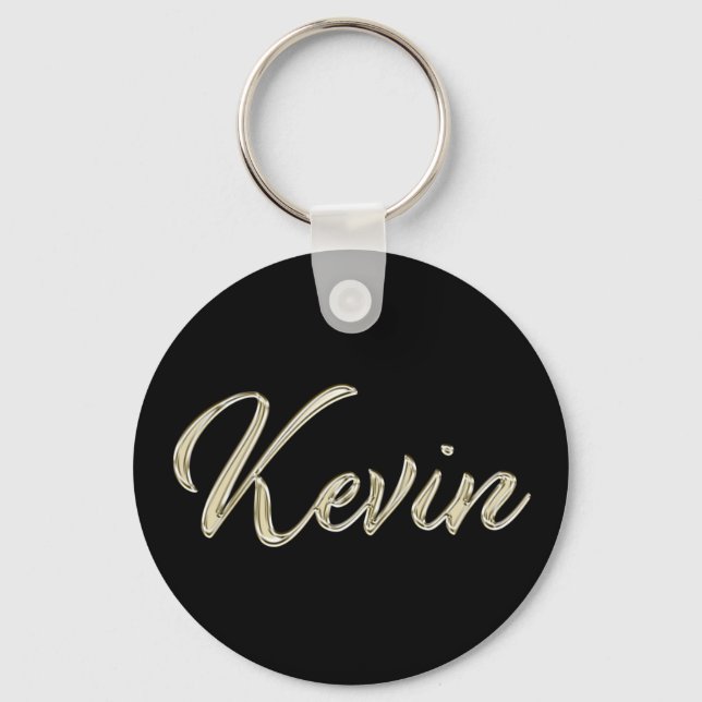 Kevin Name Whitegold Button schlüssel anhänger Schlüsselanhänger (Vorderseite)