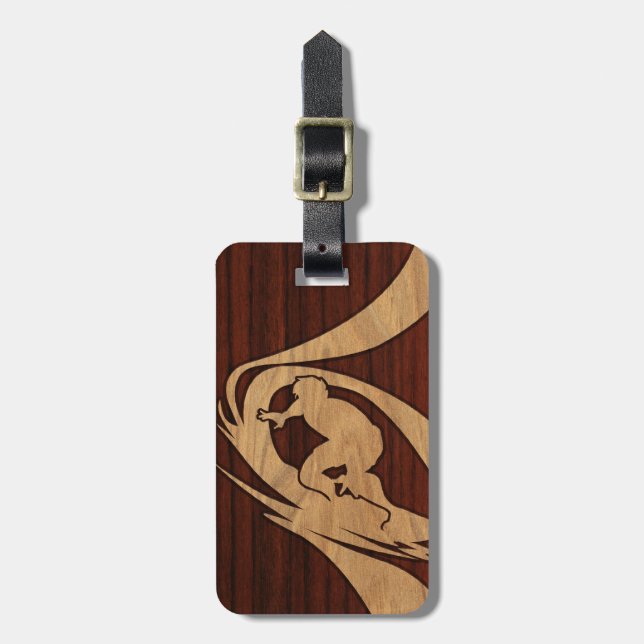 Kewalos hawaiisches Surfer-Imitat-hölzerne Gepäckanhänger (Vorderseite vertikal)