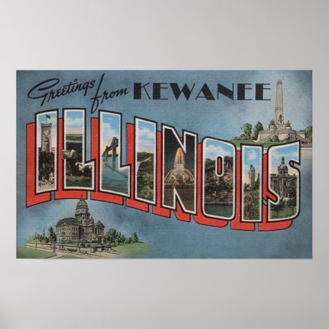Kewanee, Illinois - Große Buchstabenszenen Poster (Vorne)