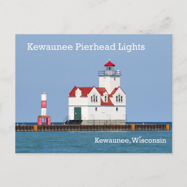 Kewaunee Pierhead Lights Post Card Postkarte (Vorderseite)