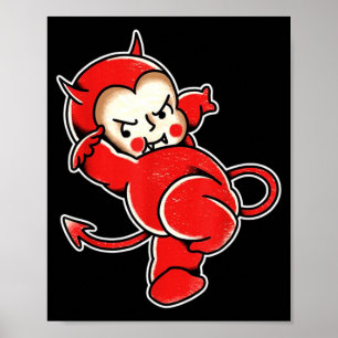 Kewpie-Baby-Teufel-Dämon-Hörner-Tattoo Poster
