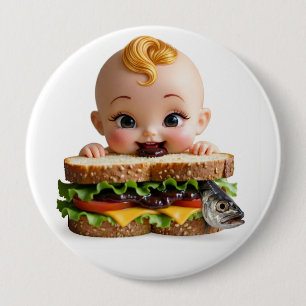 Kewpie Fan Burger Puppe großes Abzeichen Button
