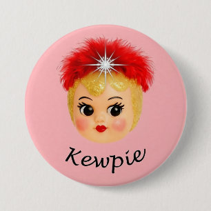 Kewpie-Karneval-Puppe rote Küsse Button