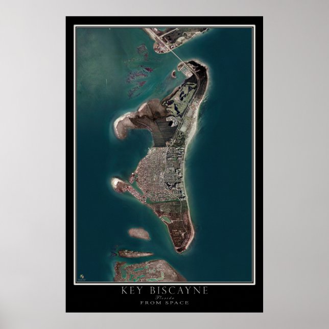Key Biscayne Florida Satellite Poster Karte (Vorne)