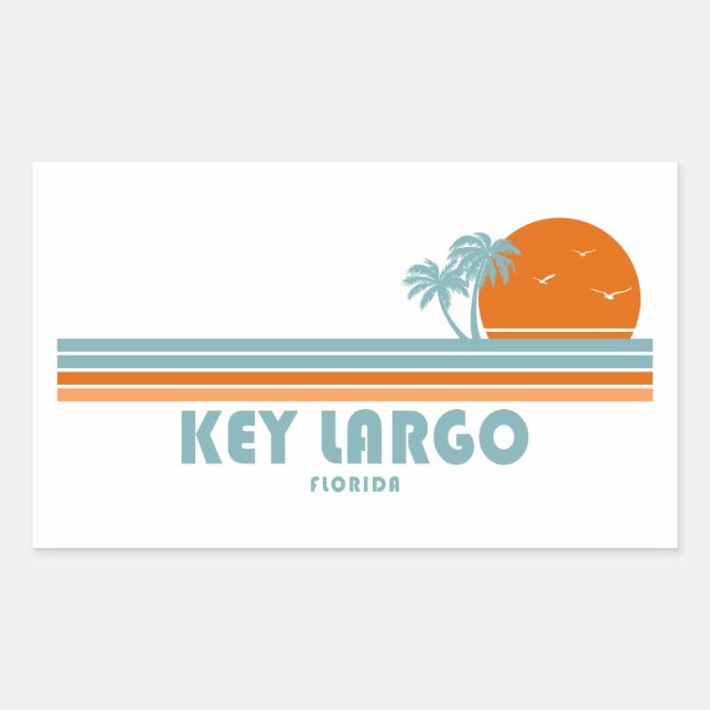 Key Largo Florida Sun Palm Trees Rechteckiger Aufkleber (Vorderseite)