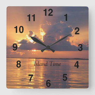 Key Largo Keys Wall Clock Quadratische Wanduhr