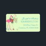 Key Limon Flamingos Christmas Address Labels Adressaufkleber<br><div class="desc">Pair von pinkfarbenen Flamingos Weihnachtsgebäck Rücksendeadressen-Aufkleber. Das Label mit einer größeren Größe hat drei Zeilen Vorlagentext, um Skript (für die Namen) mit leicht lesbarem Druck in hellblau zu kombinieren. Wichtigste Kalkfarbe mit kleinen Seestern an den Füßen der Vögel, die Heilige und Hibiskus Kränze tragen. Diese Etiketten würden auch für den...</div>