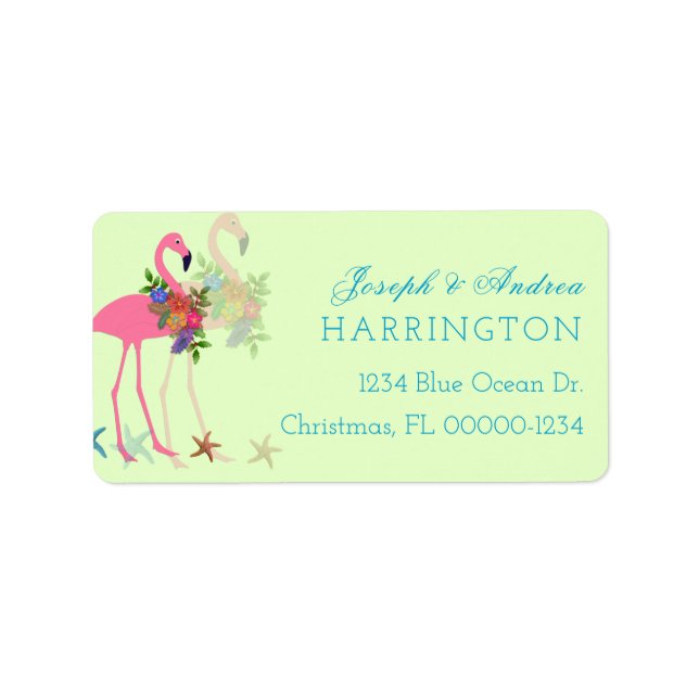 Key Limon Flamingos Christmas Address Labels Adressaufkleber (Vorne)