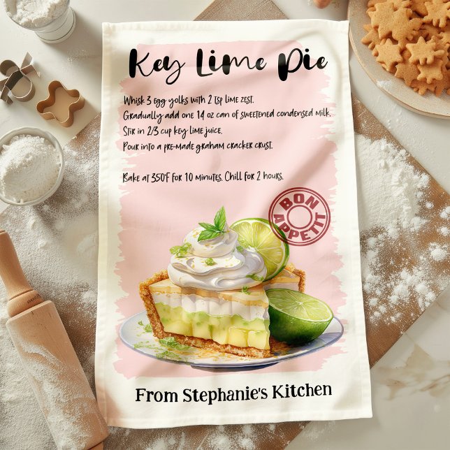 Key Limon Pie Recipe Personalisiert Geschirrtuch (Von Creator hochgeladen)