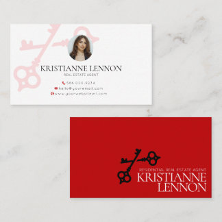 Key Logo Red Modern Real Anwesen oder Miete Agent Visitenkarte