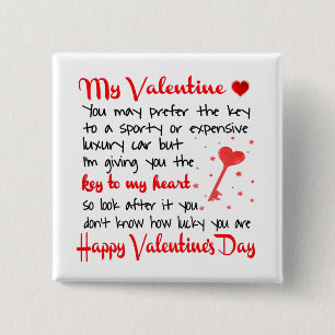  Key To My Heart Valentine's Day Gift Button