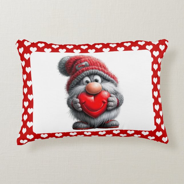 "Key to My Heart" Whimsical Gnome Dekokissen (Vorderseite)