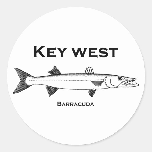 Key West Barracuda Runder Aufkleber (Vorderseite)
