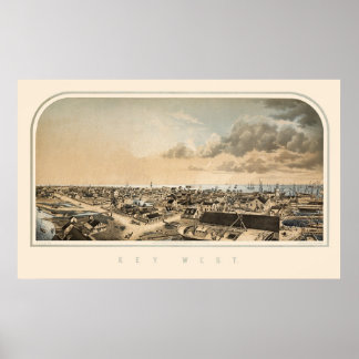 Key West FL Panorama Karte 1855 Poster