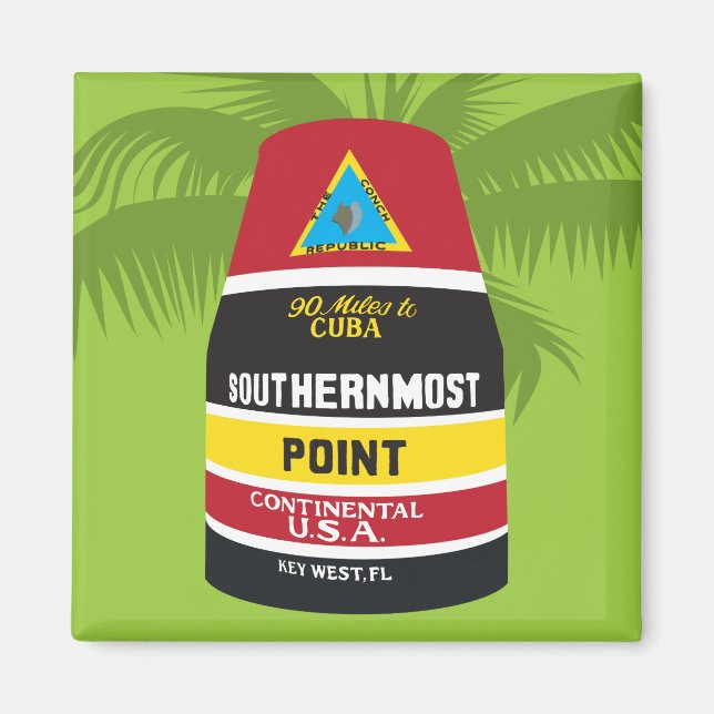 Key West Florida berühmter südlichster Punkt Marke Magnet (Vorne)