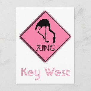 Key West Florida Flamingo Crossing Schild Postkarte