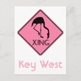 Key West Florida Flamingo Crossing Sign Postkarte