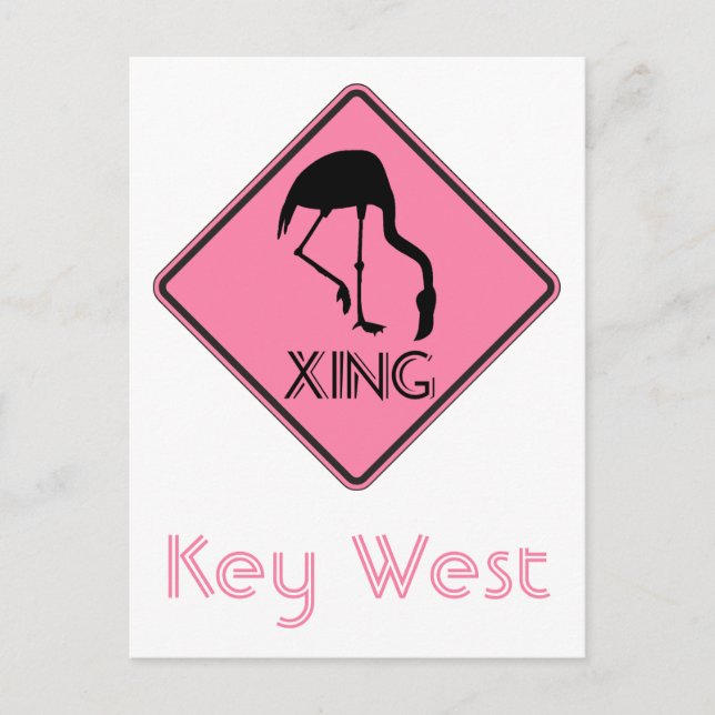 Key West Florida Flamingo Crossing Sign Postkarte (Vorderseite)