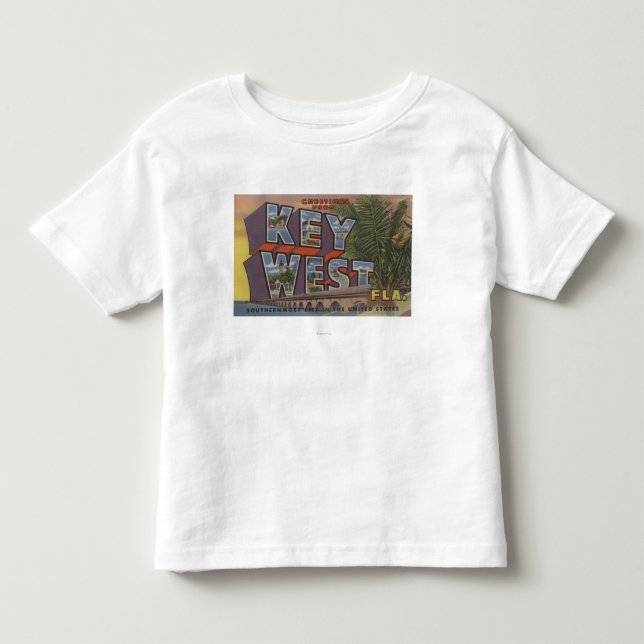 Key West, Florida - große Buchstabe-Szenen Kleinkind T-shirt (Vorderseite)