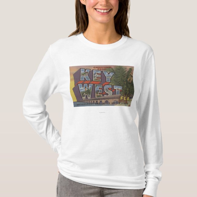 Key West, Florida - große Buchstabe-Szenen T-Shirt (Vorderseite)