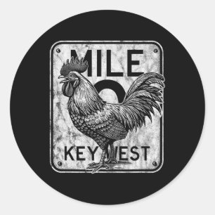 Key West Florida Hühner Retro Mile 0 Rooster Di Runder Aufkleber