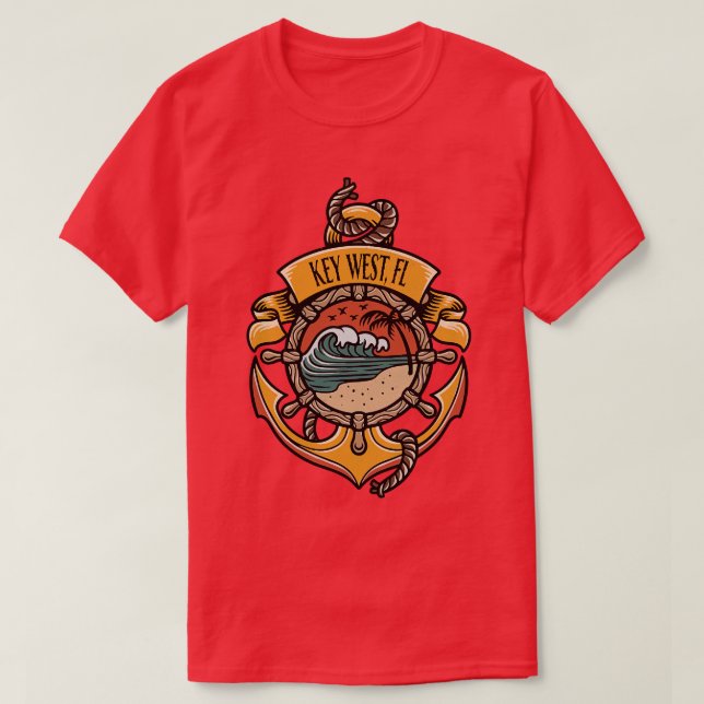 Key West Florida Keys Bootsport Segel Strand T-Shirt (Design vorne)